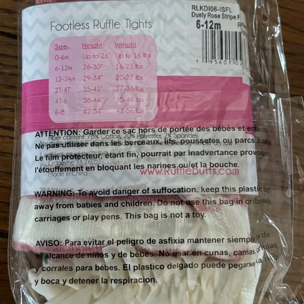 Ruffle Butts Pink and White Footless Ruffle‎ Tights
